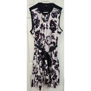 Simply Vera Wang Size XL Fit & Flare Shirt Dress Full Button Purple Floral Belt